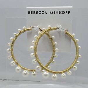 Rebecca Minkoff Morroco Imitation Pearl Hoop Earrings